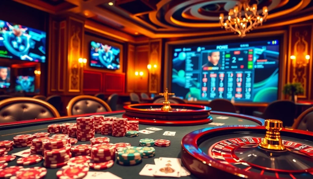 Rasakan sensasi taruhan tinggi di Dewanaga89 dengan elemen kasino yang penuh warna dan suasana mewah.