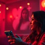 Engaging sex chat ai interaction with a charming AI character in an inviting digital chat interface.