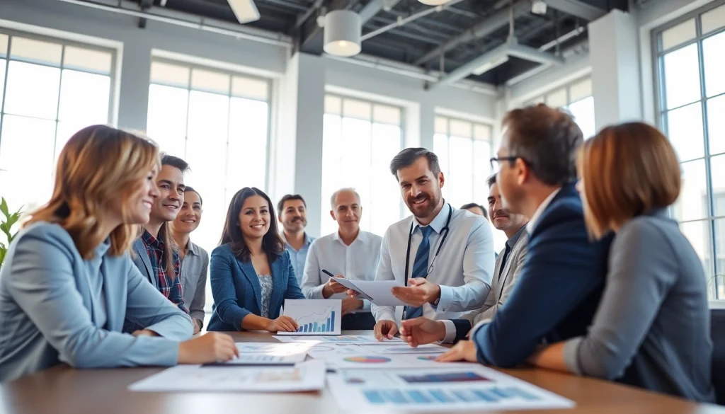 카드현금화 전략을 설명하는 금융 전문가와 고객들이 있는 모습