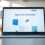 Utilize the Resume Builder to craft a professional resume on a sleek laptop in a bright office.