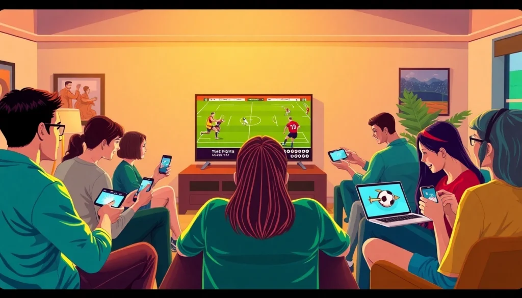 Engage in online sports betting Canada with friends in a lively living room setup.