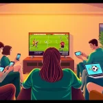 Engage in online sports betting Canada with friends in a lively living room setup.
