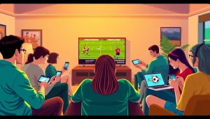 Engage in online sports betting Canada with friends in a lively living room setup.