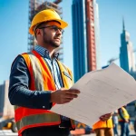 Manhattan General Contractor supervising a diverse team at a bustling construction site in Manhattan.