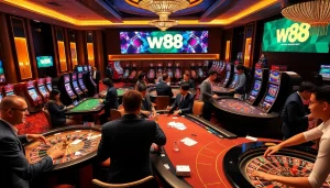 Experience exhilarating gaming at W88 link with professionals at vibrant casino tables.