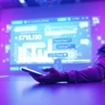 A captivating scene illustrating a user interacting with a sex AI chat interface, showcasing futuristic technology and a friendly atmosphere.