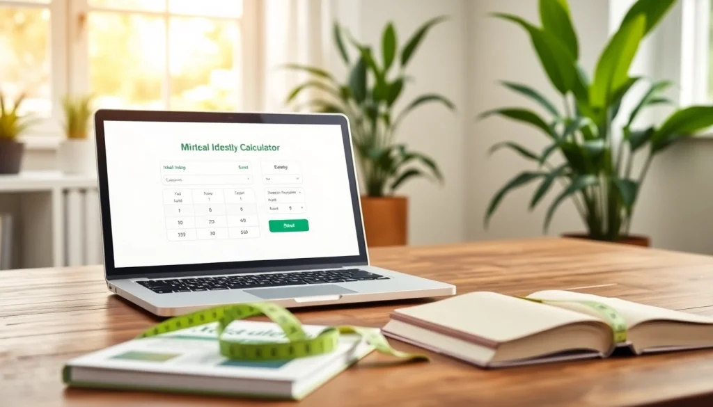 Calculate your ideal weight calculator using a modern interface amidst a healthy lifestyle setting