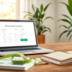 Calculate your ideal weight calculator using a modern interface amidst a healthy lifestyle setting