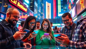 Experience online sports betting California with enthusiastic bettors engaging on modern devices.