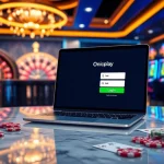 Experience onicplay login with vibrant casino visuals including poker chips and digital slot machines.