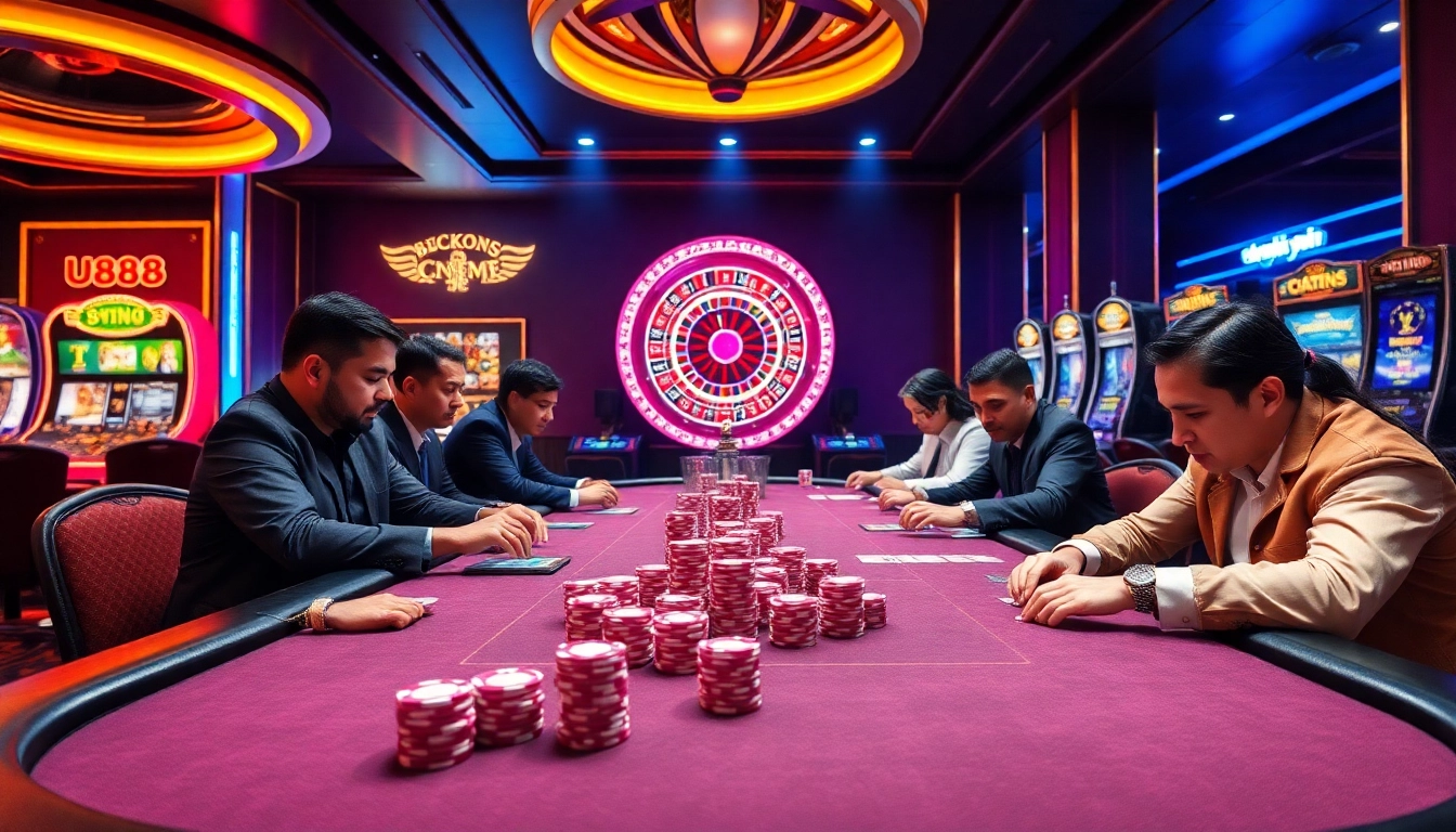 Experience high-stakes gambling at U888 link mới with vibrant casino visuals, captivating tables, and engaging players.