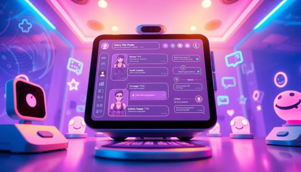 Engaging NSFW AI chatbot interface in a playful and modern setting.