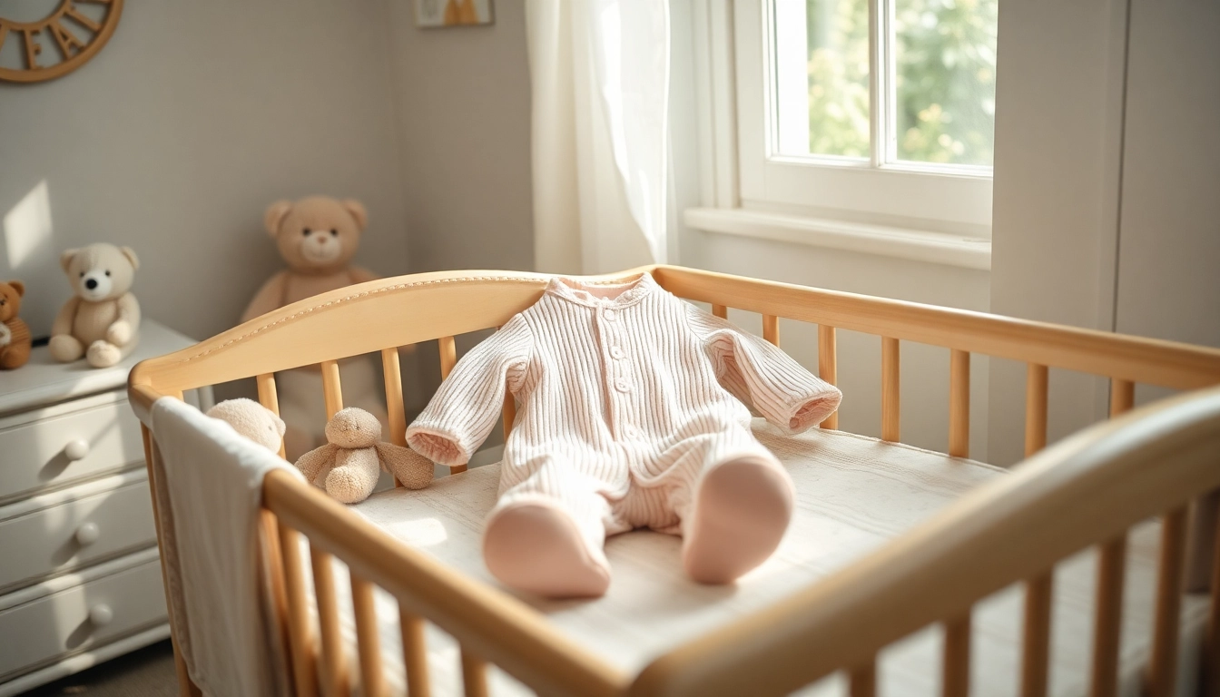 Creëer schattige babykleding gemaakt van ribcord katoen en leg deze in een gezellige omgeving.