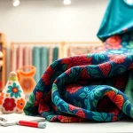 Bekijk hoogwaardige bedrukte katoenen stoffen met unieke ontwerpen in een stijlvolle studio.