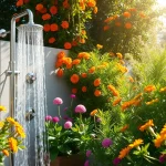 Experience sunny shower USA in a beautifully designed outdoor setting with vibrant nature.
