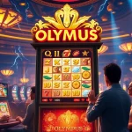 Spin the reels of the Olympus slot machine amidst an elegant casino ambiance, filled with excitement.