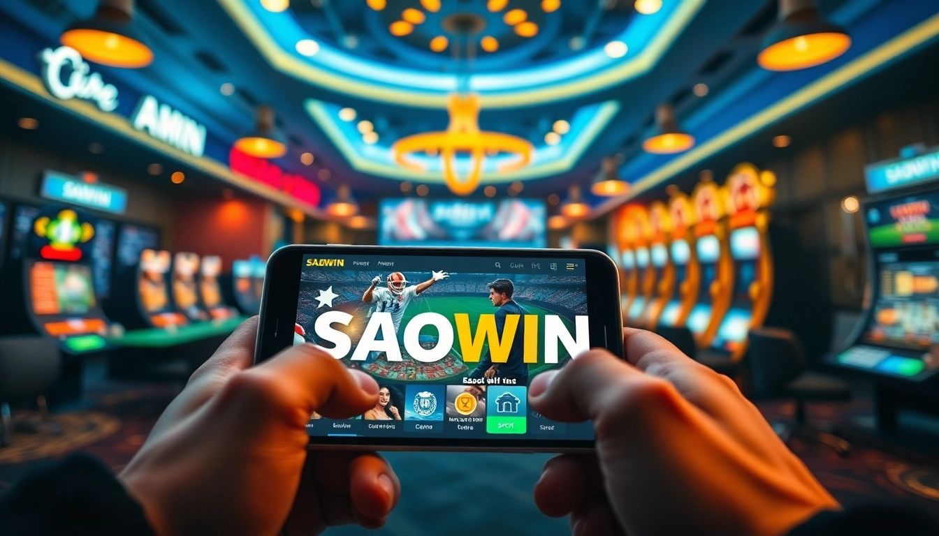 Trải nghiệm sự phấn khích với nền tảng cá cược trực tuyến của SAOWIN, giới thiệu các trò thể thao và casino trong một bối cảnh kỹ thuật số sống động.