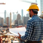 Manhattan General Contractor supervising construction activities with skyline in background