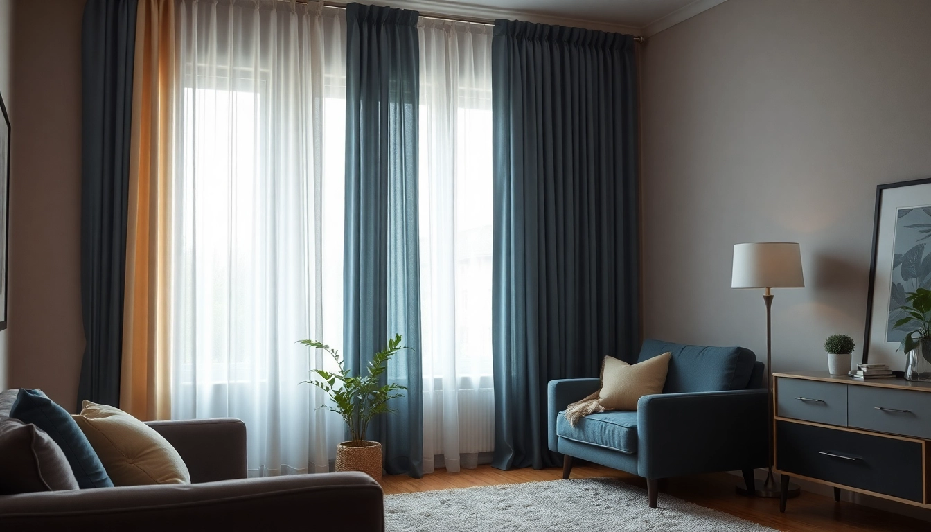 Verduisterende gordijnen in een stijlvolle woonkamer bieden optimale bescherming tegen licht.