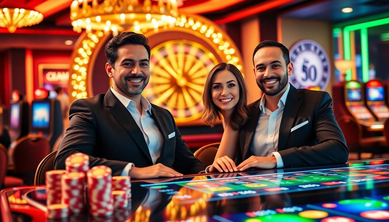 Joueurs profitant de l'expérience de casino en ligne français à une table de jeu numérique avec des visuels vibrants.