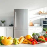 Explore affordable appliance options with a modern kitchen highlighted by vibrant produce.