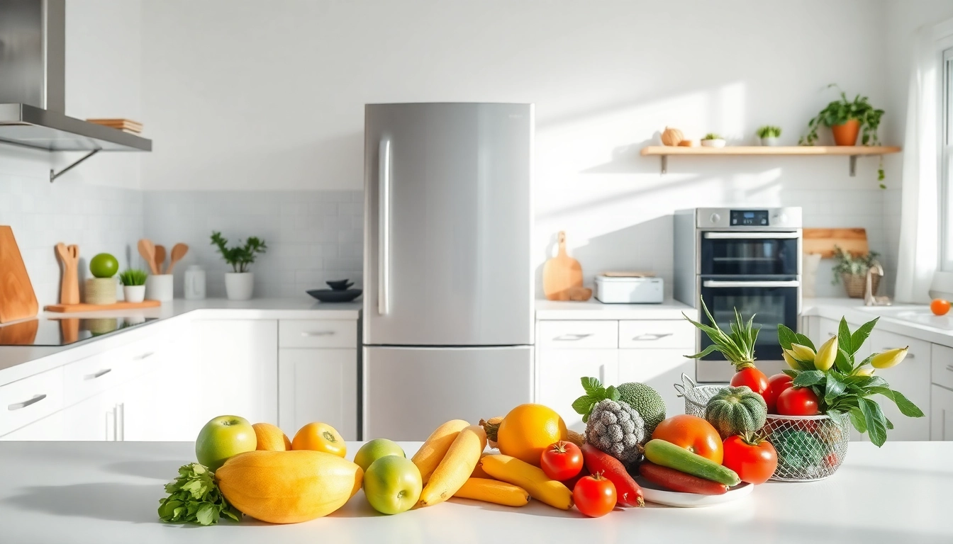 Explore affordable appliance options with a modern kitchen highlighted by vibrant produce.