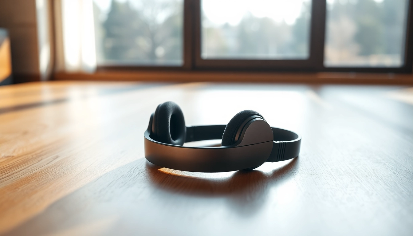 Showcase of Bone X1 Bone Conduction Headphones highlighting unique design on a wooden surface.