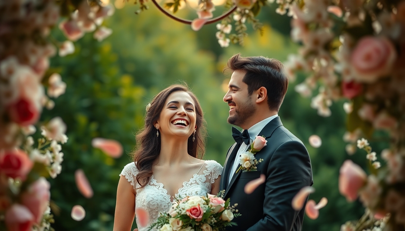 Beautiful wedding photography capture of a joyful couple celebrating their love outdoors.