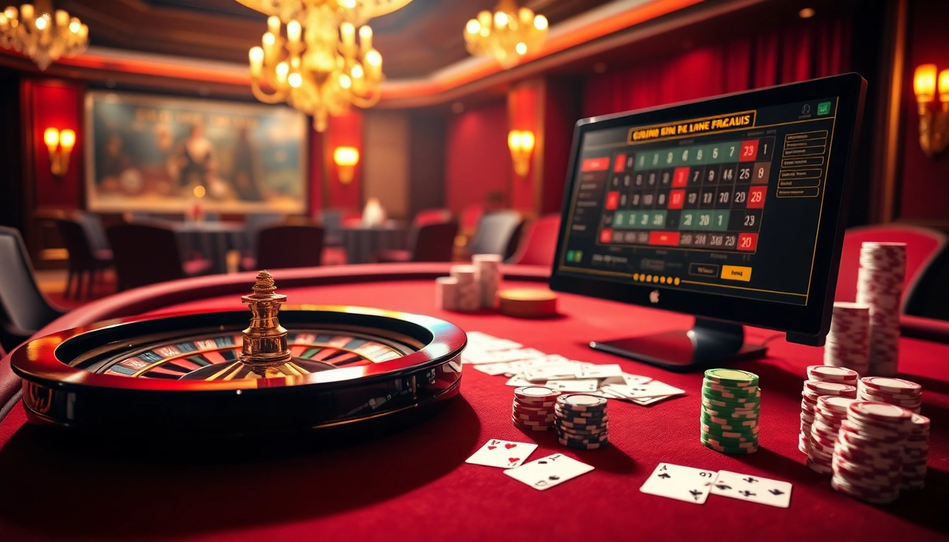 Découvrez un gameplay palpitant au casino en ligne français avec des cartes vibrantes et la roulette en action.