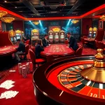 Découvrez l'excitation du casino en ligne français avec des joueurs aux tables de poker et des machines à sous animées.