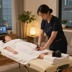 편안한 가정 환경에서 편안한 치료를 위해 준비하는 마사지 치료사와 함께한 서울출장안마 세션 설정