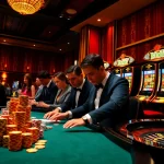 Scène captivante mettant en avant l'excitation du jeu au casino en ligne français avec des jetons de poker et une roulette.