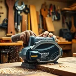 Craftsman operating DeWalt D27300 planer, showcasing precision and high-quality wood finishing.