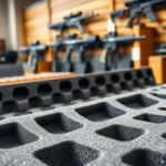 Enhance your storage with foam for rifle case featuring custom cutouts and textures.