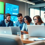 Manage IT services Lakeland team collaborating in a modern office.