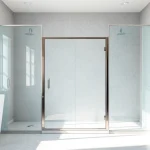 Showcasing semi-frameless shower screens with sleek design in a modern bathroom setting.