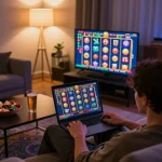 Engaging session at an online casino with lista casino online non aams showing winning slot interface on laptop