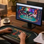 Engaging scene of casino senza registrazione gameplay on a laptop at home, with players immersed in action.