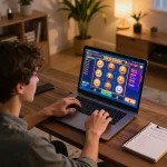 Playing slot games on a laptop with high RTP, exploring winning odds for a link gacor experience