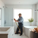 Skilled bathroom remodeling contractors showcase their expertise in a beautifully designed space.