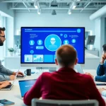 Enhance productivity with an AI assistant for enterprise teams in a modern office setting.