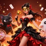 Engage with kèo nhà cái through this vibrant illustration featuring a glamorous woman and casino elements.