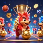 Engage with 789p bet by watching two pangolins competing in a vibrant casino scene filled with action.