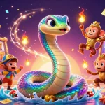 A vibrant illustration representing the excitement of slot gacor malam ini with magical creatures and animated gaming elements.