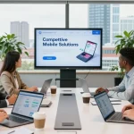 Team discussing business SIM only deals UK in a modern conference room.