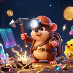 Expérimentez le plaisir du nouveau casino en ligne avec un personnage de taupe et son compagnon canari dans un décor lumineux.