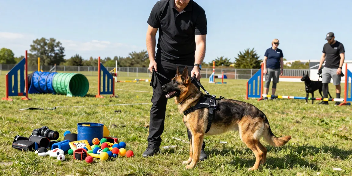 Professional K9 training scene featuring rokok88 daftar harnesses and gear in action.