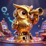 Jouez dans un meilleur casino sans KYC avec un hibou d'horlogerie et des machines à sous animées.